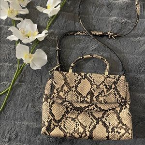 Snake print small crossbody satchel